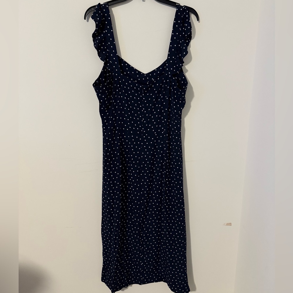 Loft Outlet Navy Polka Dot Dress Size 14P